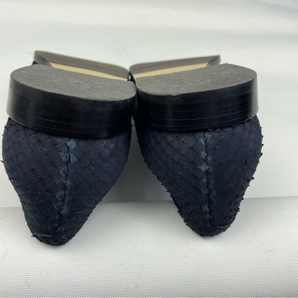Panara Dark Blue Suede Snake Skin Embossed Loafers 38 US 8 - Picture 5 of 8